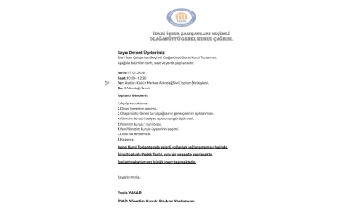 OLAĞAN ÜSTÜ GENEL KURUL ÇAĞRISI